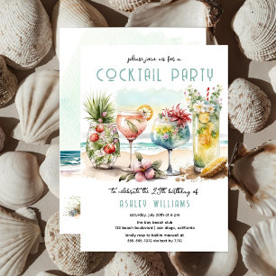Invitation Beach Tropical Cocktails fête du 25e anniversaire