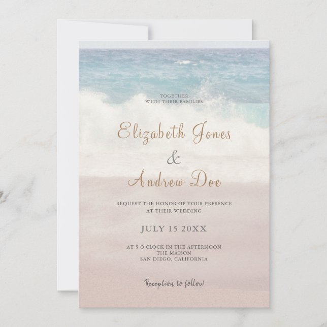 Invitation Beach Waves Mariage /Mariage de mer (Devant)