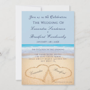 Invitation Beach Wedding 2 Coeurs Sand Mariage Dusty Blue