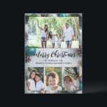 Invitation Beach Whitewash Turquoise 4 photos Joyeux Noël<br><div class="desc">Elégante et classe plage turquoise bleu-vert thème de Noël arrière - plan de vacances avec branches de pin, cônes de pin, coquillages, sable, beaux ornements et bois blanchis à la chaux. Doté d'un montage photocollage de 4 images de portrait de famille en orientation verticale et horizontale rectangle. Une superbe carte...</div>