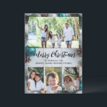 Invitation Beach Whitewash Turquoise 4 photos Joyeux Noël<br><div class="desc">Elégante et classe plage turquoise bleu-vert thème de Noël arrière - plan de vacances avec branches de pin, cônes de pin, coquillages, sable, beaux ornements et bois blanchis à la chaux. Doté d'un montage photocollage de 4 images de portrait de famille en orientation verticale et horizontale rectangle. Une superbe carte...</div>