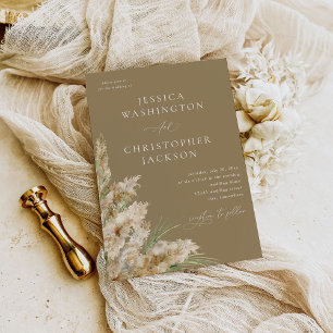 Invitation Beachy Boho Pampas Grass Mariage V2- Taupe