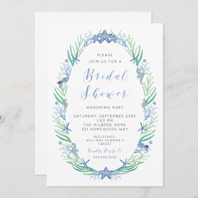 Invitation Beachy Bridal Shower (Devant / Derrière)