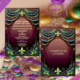 Invitation Bead & Brews Fleur De Lis Mardi Gras Mariage