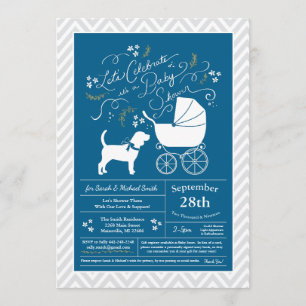 Invitation Beagle Baby shower de chien Blue Boy