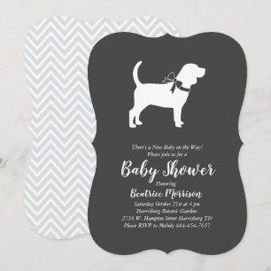 Invitation Beagle Chien Baby shower genre neutre