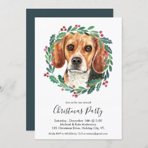 Invitation Beagle Chien Élégante fête de Noël