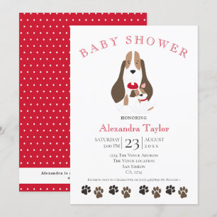 Invitation Beagle Chiot Et Maman Baby shower Personnalisé