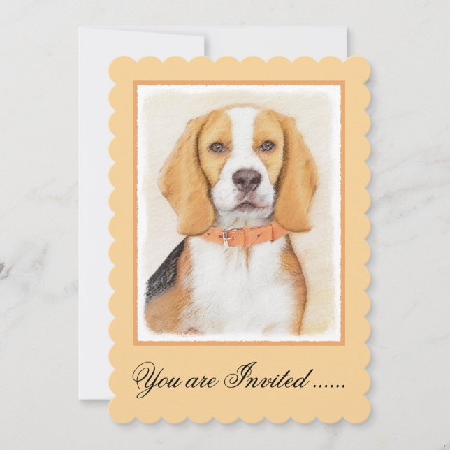 Invitation Beagle Hound Dog Peinture Animal Art original (Devant)