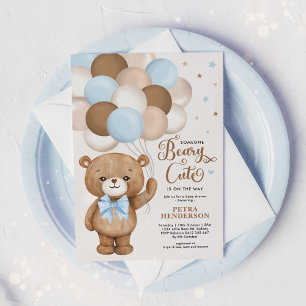 Invitation Béaire Brown bleu mignonne Baby shower de garçon o
