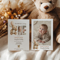 Béaire brune mignonne 1er anniversaire Teddy Bear 