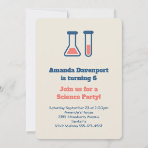 Invitation Beaker & Test Tube Science Thème Anniversaire