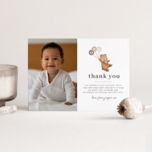 Invitation Bear 3 Ballons Brown Merci photo