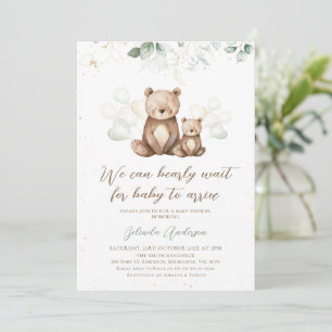 Invitation Bear and Cub We Can Bearly Wait Baby shower