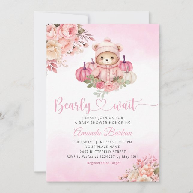Invitation Bear Baby Shower (Devant)
