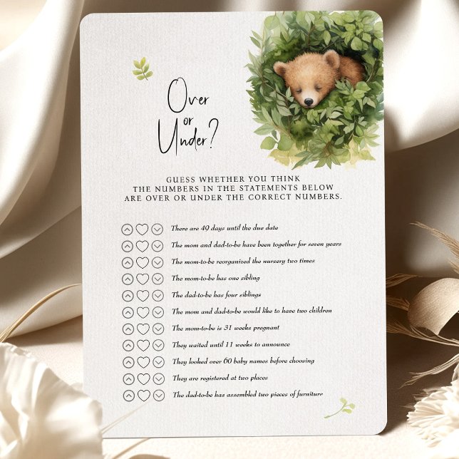 Invitation Bear Baby shower Game Over ou Under? (Créateur téléchargé)