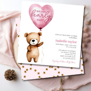 Invitation Bear Balloon Bearly Wait Baby Girl Douche
