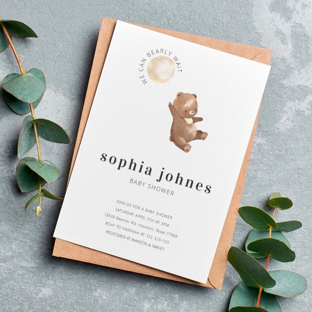 Invitation Bear & Balloon Simple Baby shower moderne (Créateur téléchargé)