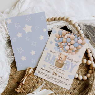 Invitation Bear Balloons Bearly Wait Bébé Garçon Douche