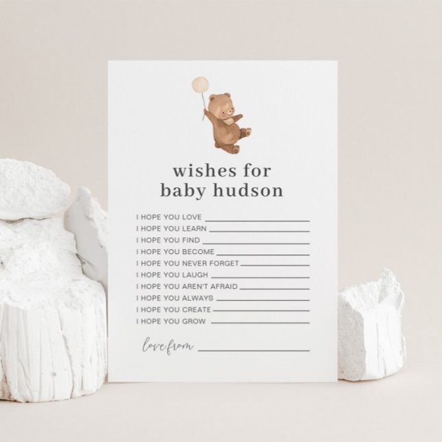 Invitation Bear Cream Balloon Wives for Baby Card (Créateur téléchargé)