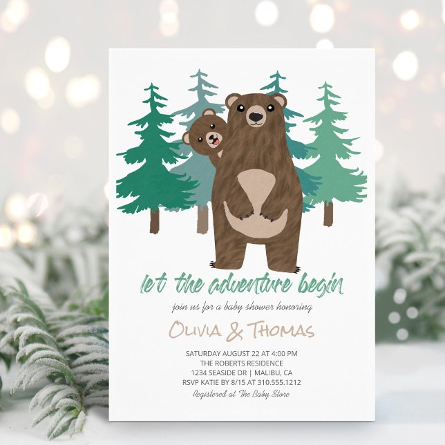 Invitation Bear Cub Woodland Adventure Baby shower (Créateur téléchargé)