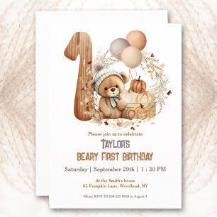 Invitation Bear de Bébé mignonne Beurre d'automne 1er anniver