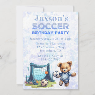 Invitation Bear en Teddy mignonne avec soccer fête d'annivers
