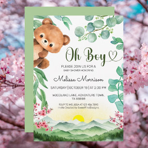 Invitation Bear Forest Cub Bébé Garçon Douche