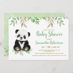 Invitation Bear Green Baby shower neutre genre