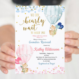 Invitation Bear Hoit Air Balloon Baby shower de révélation de