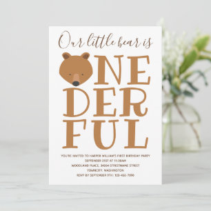 Invitation Bear Merveilleux Un 1er Anniversaire