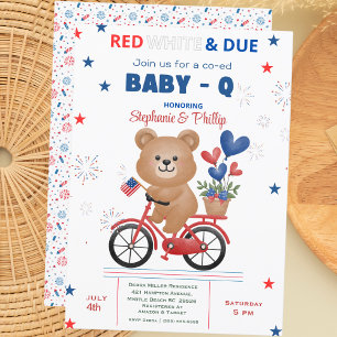 Invitation Bear on Bike 4 juillet Baby shower