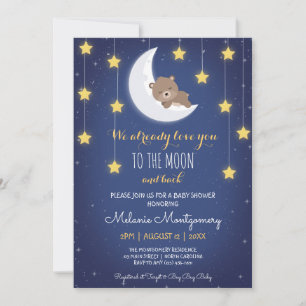 Invitation Bear Sleeping Vous Aimez La Lune Baby shower arriè