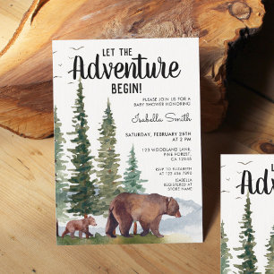 Invitation Bear Woodland Baby shower