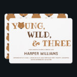 Invitation Bear Young Wild Three Kids 3e anniversaire<br><div class="desc">Une invitation pour le troisième anniversaire d’un ours avec un jeune, sauvage, et trois thèmes. Cet invitation de 3e anniversaire est brun et blanc avec un visage d'ours mignon dans le mot "jeune" comme la deuxième lettre du mot. Customisez simplement cette invitation avec votre photo et vos informations, ajoutez-la à...</div>