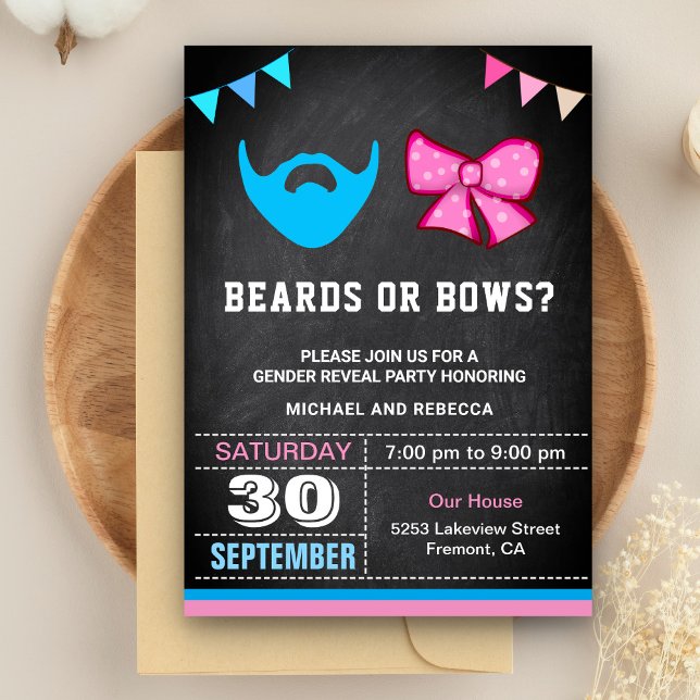 Invitation Beards or Bows Gender Reveal Party (Créateur téléchargé)
