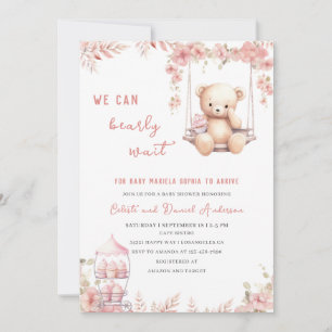 Invitation Bearly wait Baby shower rose aquarelleInvitation