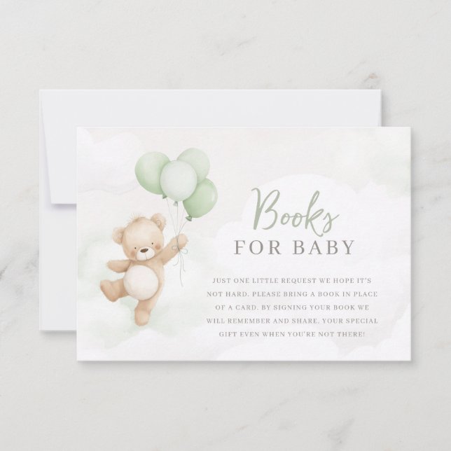 Invitation Bearly Wait Baby Shower Sage Bear Books For Baby (Devant)