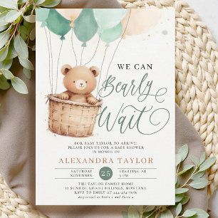 Invitation Bearly Wait Balloons Oear Sage Baby Boy Shoy