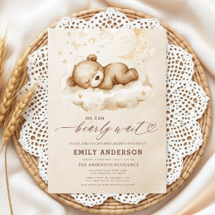 Invitation Bearly Wait Beige Genre Neutre Baby shower