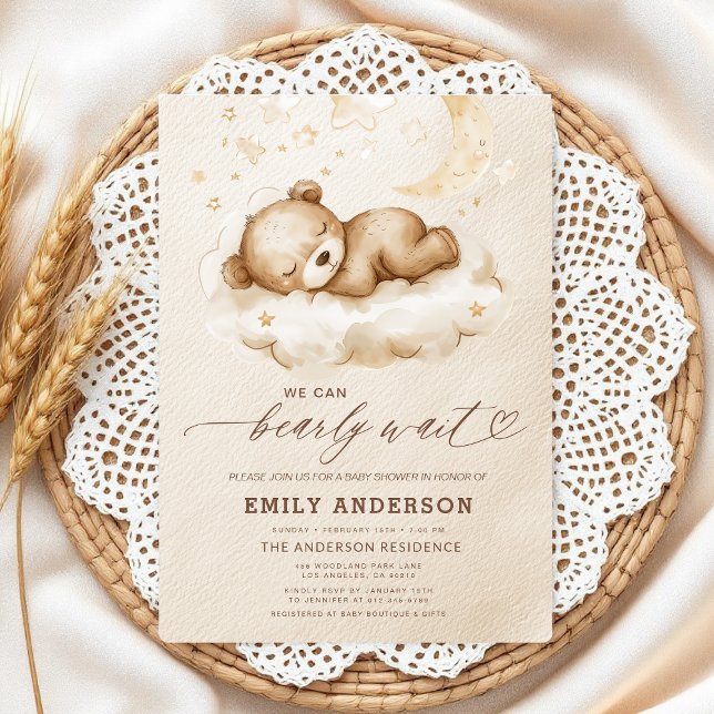 Invitation Bearly Wait Beige Genre Neutre Baby shower (Créateur téléchargé)