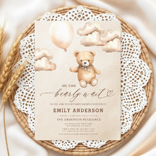 Invitation Bearly Wait Beige Genre Neutre Baby shower
