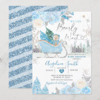 Bearly Wait Blue Snowflake Baby shower floral