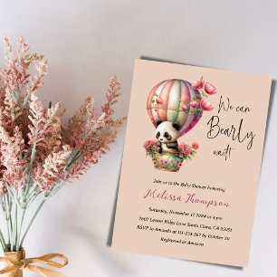 Invitation Bearly Wait Blush Panda rose Baby shower Floral