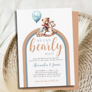 Invitation Bearly Wait Boho Arch Ours Rocking Baby Boy Douche