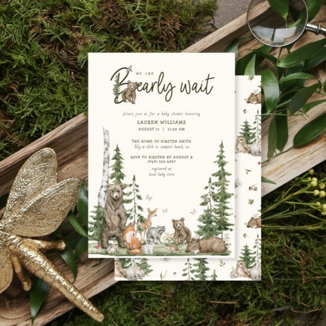 Invitation Bearly Wait Fête Prénatale Animaux de la Forêt (Créateur téléchargé)