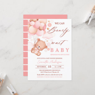 Invitation Bearly Wait Hot Air Balloon Baby shower rose