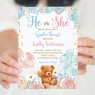 Invitation Bearly Wait Il ou elle Genre Révéler Baby shower d