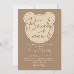 Invitation Bearly Wait Moderne mignonne garçon fille Baby sho