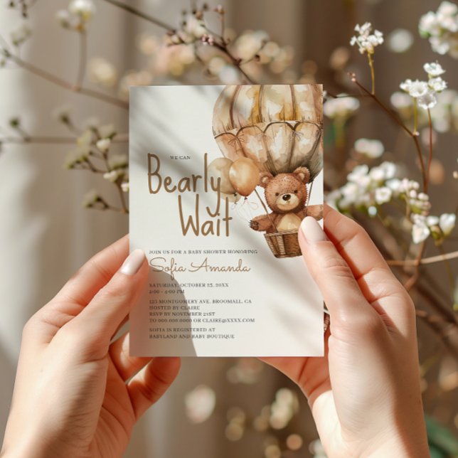 Invitation Bearly Wait Neutral Baby Animaux Baby shower (Créateur téléchargé)